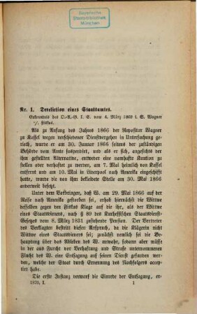 Civilrechtliche Entscheidungen der obersten Gerichtshöfe Preußens für die gemeinrechtlichen Bezirke des Preußischen Staates. 1. 1870