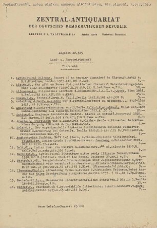 Nr. 325: Land- und Forstwirtschaft Tierzucht