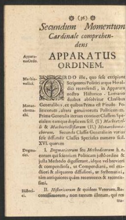 Secundam Momentum Cardinale comprehendens Apparatus Ordinem