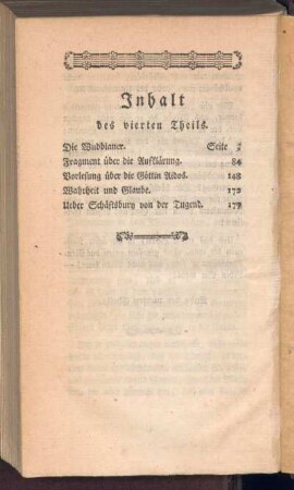 Inhalt des vierten Theils