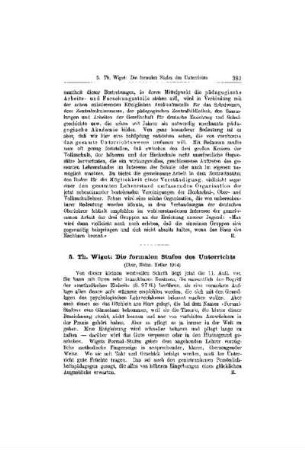 Th. Wiget: Die formalen Stufen des Unterrichts