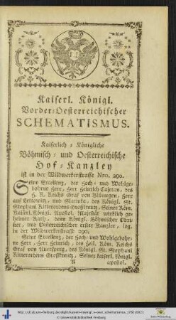 Kaiserlich-Königliche Böhmisch- und Oesterreichische Hof-Kanzley.
