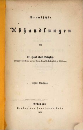 Vermischte Abhandlungen, 1
