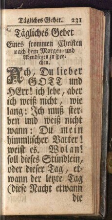 Tägliches Gebet Eines frommen Christen nach dem Morgen- und Abendsegen zu sprechen