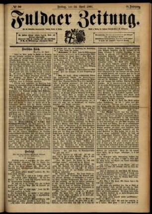 Ausgabe vom Freitag, den 24. April 1891.