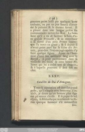 XXXV. Caractére du Duc d'Armagnac.