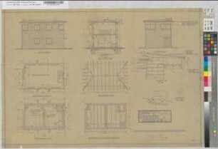 Gebäude für Lokdienstleitung am Lokschuppen 3 auf Paderborn Hbf: Grundrisse, Ansichten, Schnitte, Lageplan, Detail, M. 1:50 und M. 1:1.000 und M. 1:5 Hgl, Sknr.: 2, Fanr.: 8, Bunr.: 2