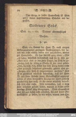 Siebentses Stück. Seit. 52.-60. Tietzens abermahliges Verhör.