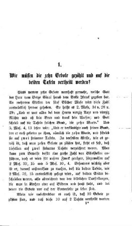 Wie müssen die Zehn Gebote gezählt und auf die beiden Tafeln vertheilt werden?