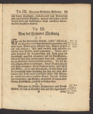 Tit. III. Von des Gesindes Kleidung