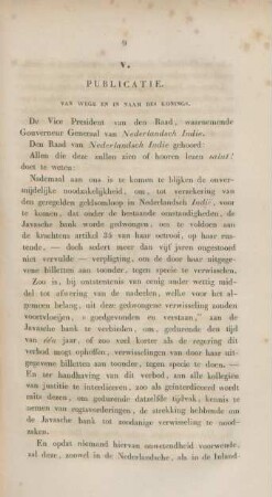 V. Publicatie. Van wege en in naam des konings.