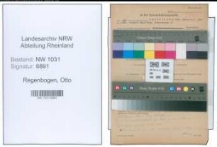 Entnazifizierung Otto Regenbogen , geb. 09.09.1887 (Lehrer)