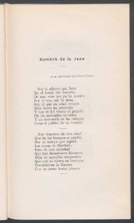 Sombra de la raza : A la "Sociedad Sportiva Criolla".