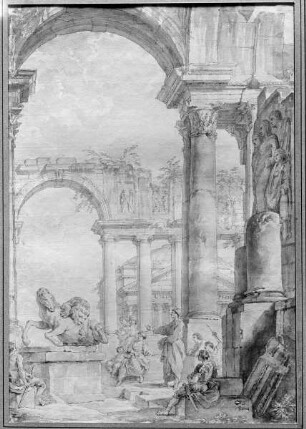 Ruinencapriccio mit Durchblick auf das Pantheon