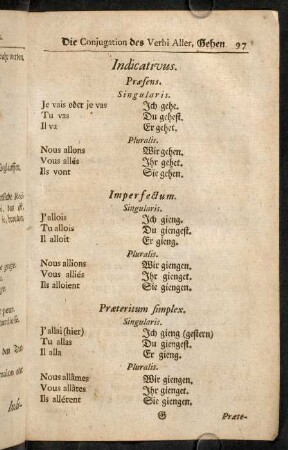97-116, Die Conjugation des Verbi Aller, Gehen.