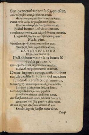 Ex Tertio Libro Elegiarum Propertii.