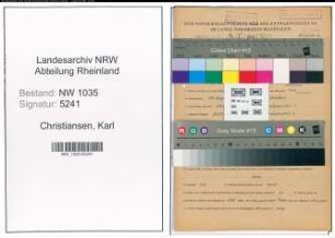 Entnazifizierung Karl Christiansen , geb. 25.08.1899 (Maschinist)