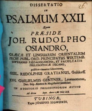 Dissertatio in Psalmum XXII