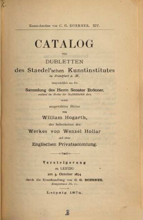 Leipziger Kunst-Auction von C. G. Boerner : ...Versteigerung am..., 14