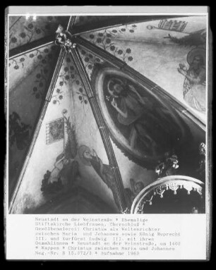 Gewölbemalerei: Christus als Weltenrichter zwischen Maria und Johannes sowie König Ruprecht III. und Kurfürst Ludwig III. mit ihren Gemahlinnen