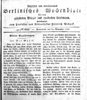413tes Stueck, 30. November 1816