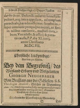 Christliche Leichpredigt/ ... Georgii Neugebauer ...