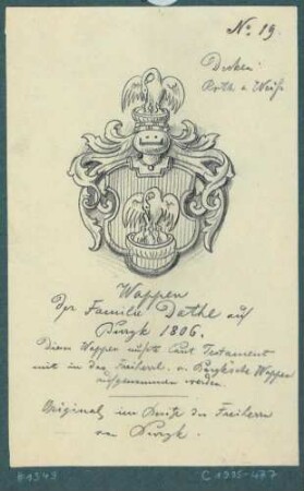 Das Wappen der Familie Dathe auf Burgk