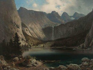 Gebirgslandschaft mit See (Hintersee bei Berchtesgaden)