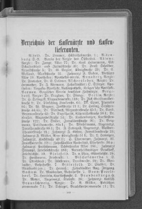 Verzeichnis der Kassenärzte und Kassenlieferanten.