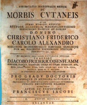 Dissertatio Inavgvralis Medica De Morbis Cvtaneis