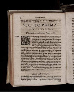 Disputatio Prima. Discriminis inter utrumque sexum causa