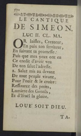 Le Cantique de Simeon. Luc. II. CL. MA.
