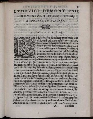 Ludovici Demontiosii Commentarii De Sculptura, Et Pictura Antiquorum.