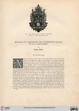 Beiträge zur Geschichte der Antwerpner Malerei im XVI. Jahrhundert