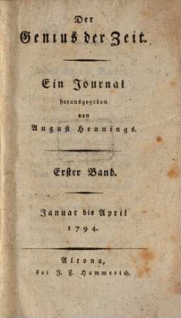 Der Genius der Zeit : ein Journal, 1. 1794