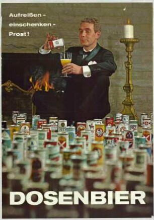 Dosenbier Aufreißen - einschenken - Prost