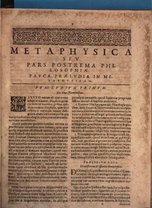 Svmma Totivs Philosophiae: Id Est, Logica, Ethica, Physica, Metaphysica: Et Horum omnium Compendium, 4[,1]. ... Pars: Id est, Metaphysica, Sev Prima Ac Svprema Scientia