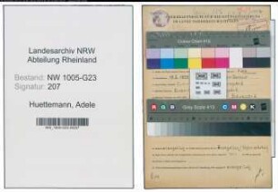Entnazifizierung Adele Huettemann , geb. 18.02.1890 (Schneiderin)