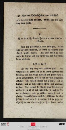 V. Von den Bestandtheilen einer Landschaft