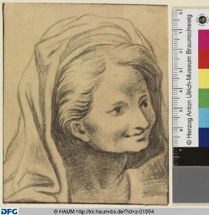 Frauenkopf mit Schal, nach rechts