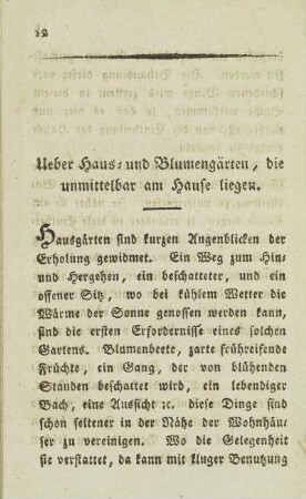 Ueber Haus- und Blumengärten, die unmittelbar am Hause liegen