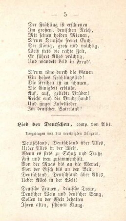Lied der Deutschen, comp. von Abt.