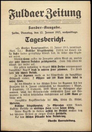 Ausgabe vom Dienstag, den 12. Januar 1915.