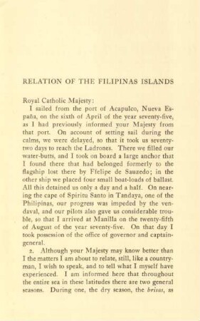 Relation of the Filipinas Islands