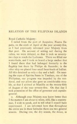 Relation of the Filipinas Islands