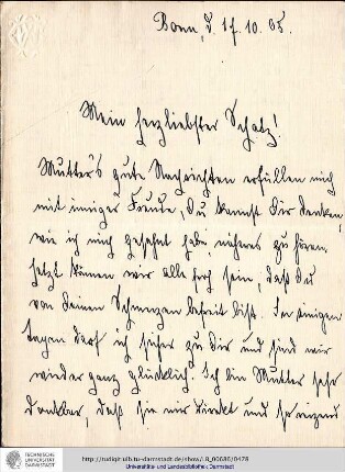 Brief vom 17.10.1905
