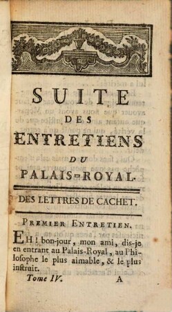 Les Entretiens Du Palais-Royal, 4
