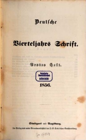 Deutsche Vierteljahrs-Schrift. 1856,1/2