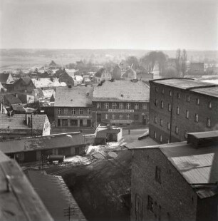 Fotografie zur Frankfurter Straße vom Dach der Mühle.