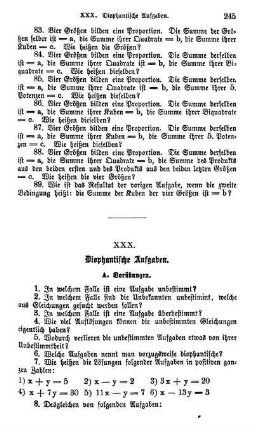 XXX. Diophantische Aufgaben.